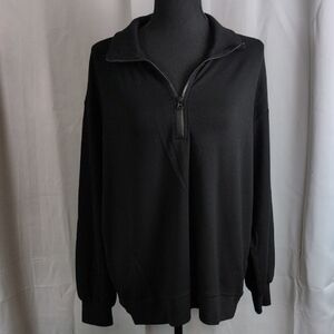 Three Dots Black Half Zip Up with Raised Collar Pullover. Large. Euc
